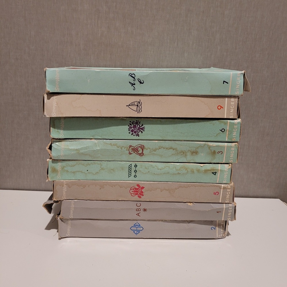 Vintage Singer SewWare Embroidery Design Cards Lot of 8 - Untested - Box Wear